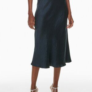 Aritzia Babaton Slip Satin Midi Skirt - Dark Navy